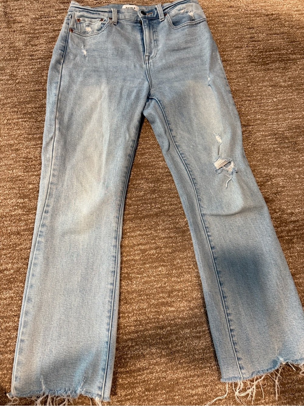 pistola Light Blue Distressed Flare Jeans